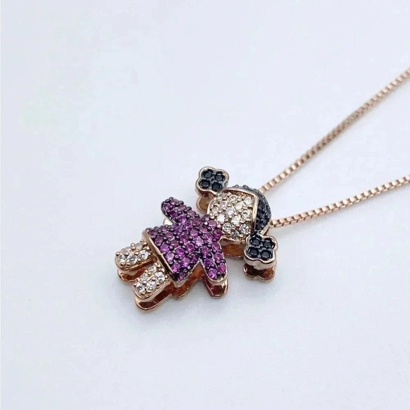 Cubic Zirconia Girl Pendant | Kids Charm Necklace | Mom Gift | Rose Gold - Picture 2 of 4